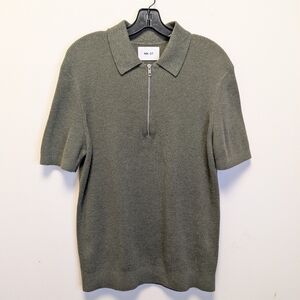 NN07 Hansie Short Sleeve Zip Polo Shirt Capers Green Organic Cotton 6600 L